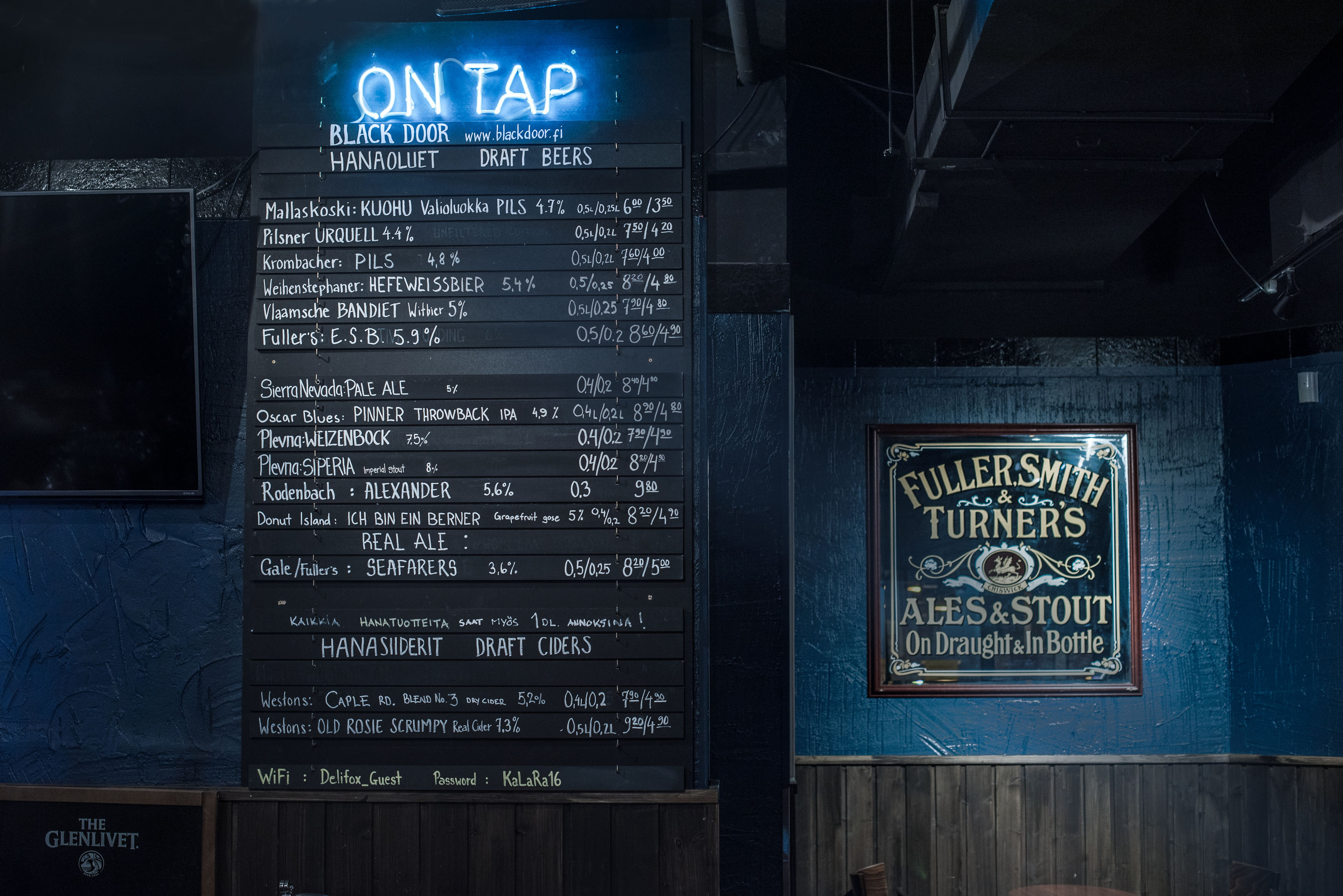 Black Door bar menu